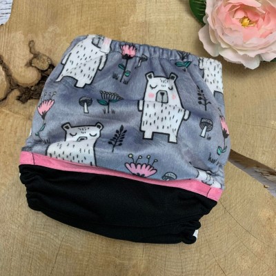 Floral bear minky - 2.0 - Pocket diaper - Ready to ship